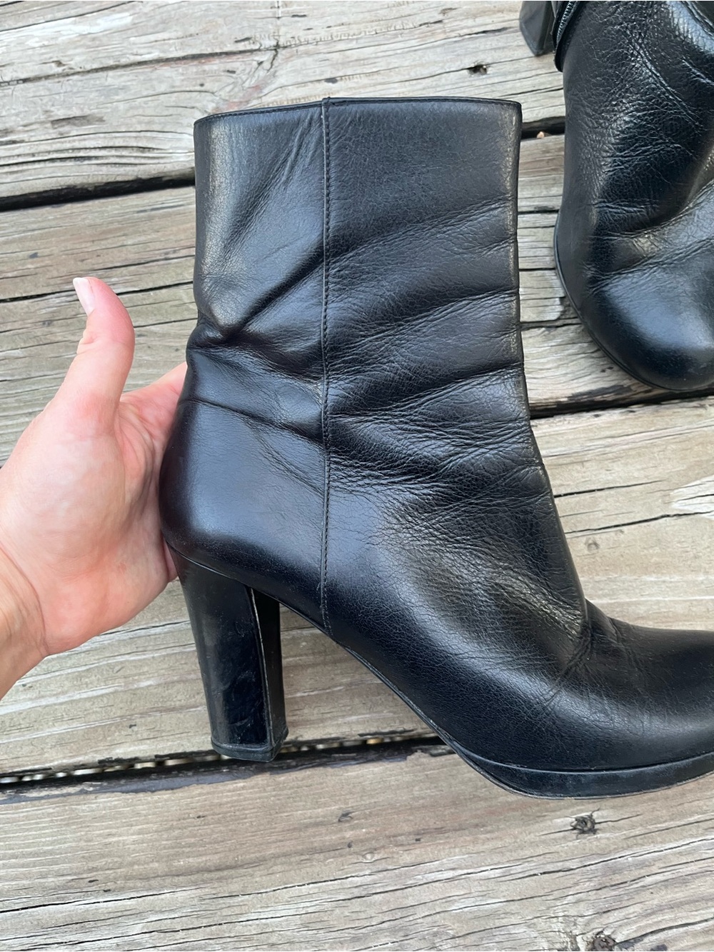 Prada Black Leather Booties with Zip Side- Size 38 - Picture 5 of 12